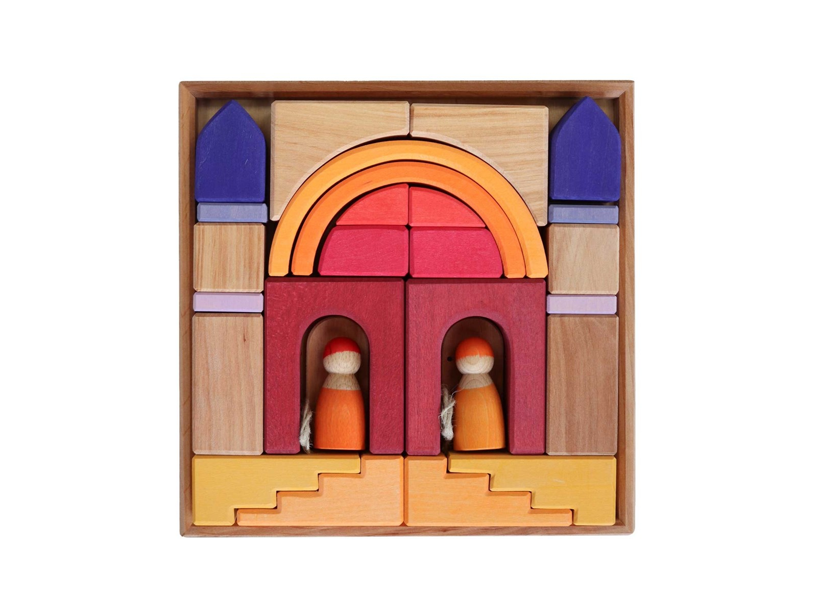 Grimms Bauwelt Wüstensand Holzbausteine 26-teilig, bunt lasiert Maße 26,5 x 26,5 x 5 cm