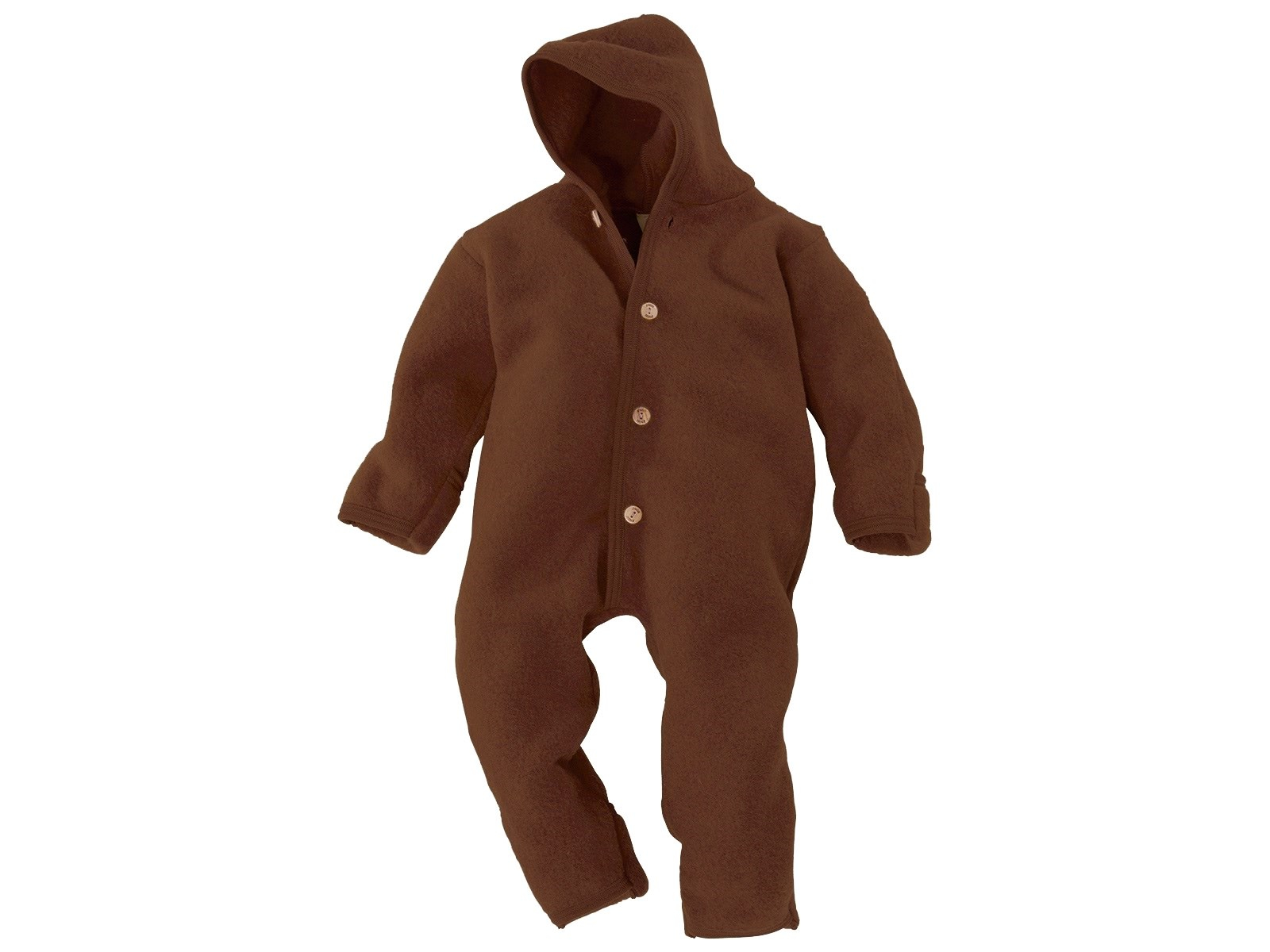 Engel Natur Baby Kapuzenoverall Bio-Merinowolle Fleece melange-zimt Gr. 74/80