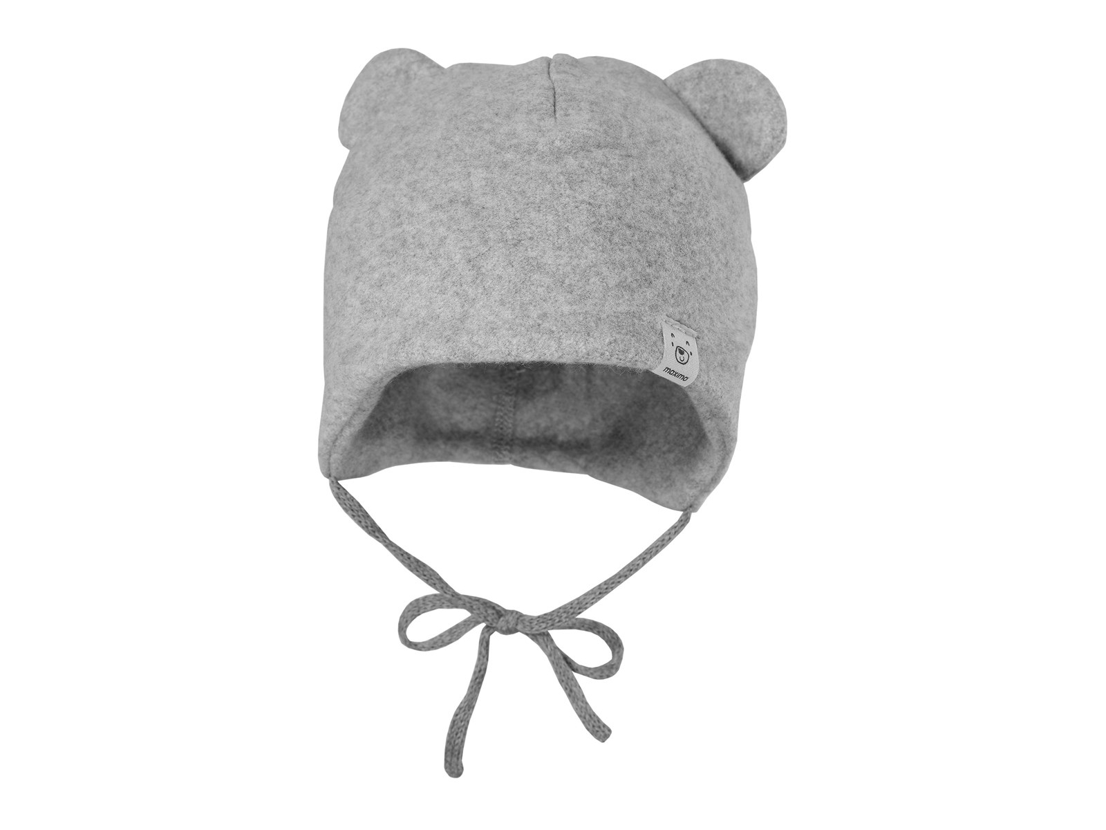 Baby Mütze mit Öhrchen Bio-Baumwolle Fleece grau-meliert Gr. 43