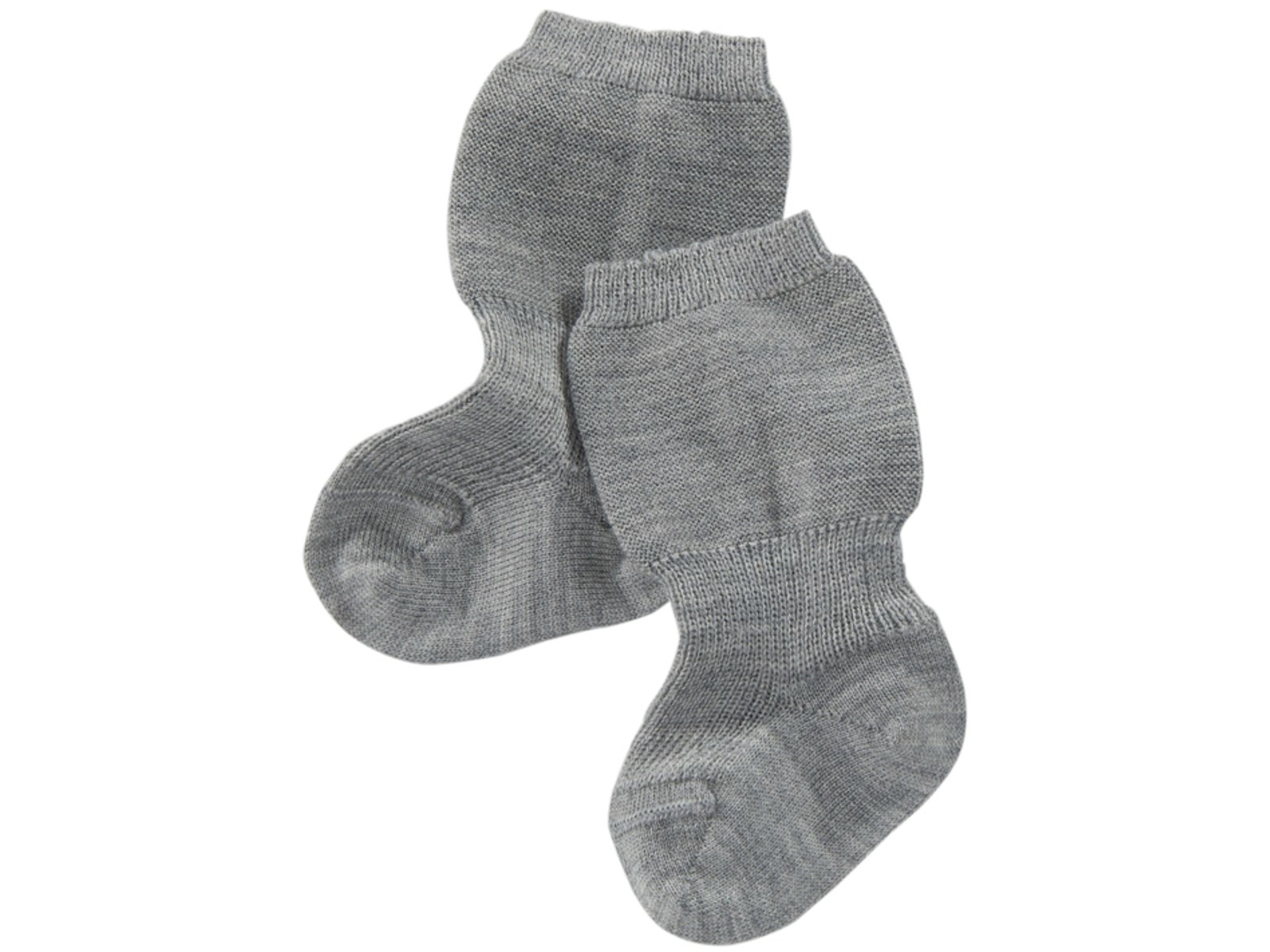 Feine Babysocken Bio-Schurwolle melange-grau Gr.00