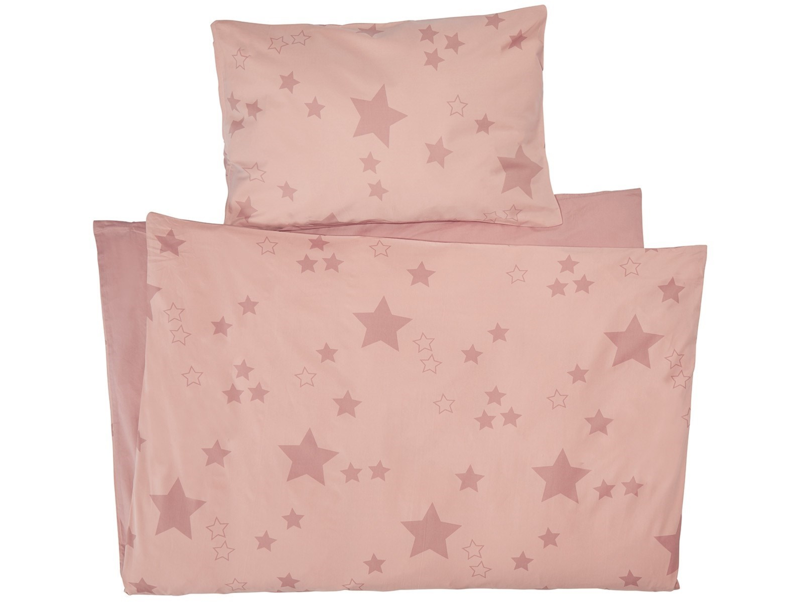 Kinderbettwäsche Bio-Baumwolle Stern Rosa Bettbezug 100 x 135 cm, Kissen 40 x 60 cm
