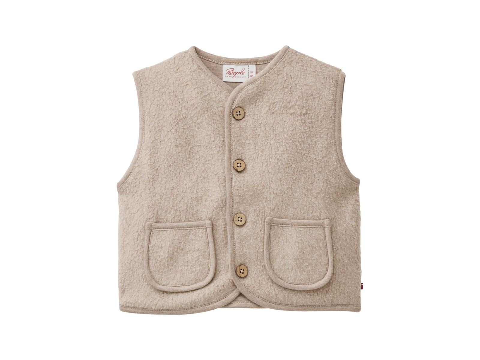 People Wear Organic Fleece-Weste dunkelsand mélange 62/68