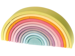 Großer Regenbogen aus Lindenholz, 12-teilig, pastell lasiert