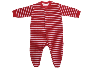 Baby und Kinder Frottee-Schlafanzug rot-weiß gestreift