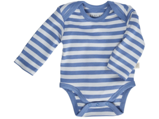 Baby Langarmbody Bio-Baumwolle blau-off white