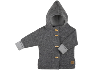 Kinder Mantel Dufflecoat mit Kapuze Bio-Merino Wollwalk grau