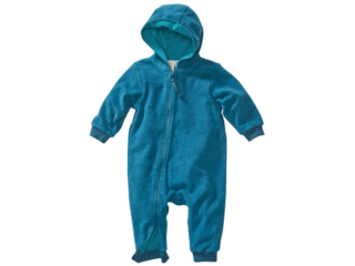 Baby Overall zum Wenden mit Kapuze Fleece tiefblau-grün