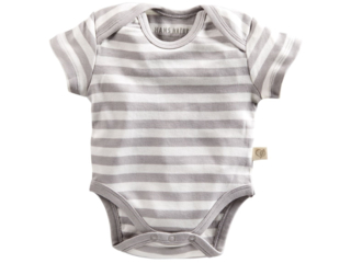 Baby Body Kurzarm Bio Baumwolle grau-off white