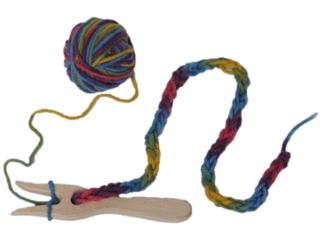 Strickgabel mit Wolle