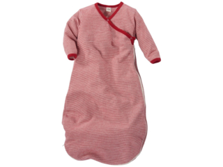 Baby Schlafsack Wickelsack Wolle Seide rot-geringelt