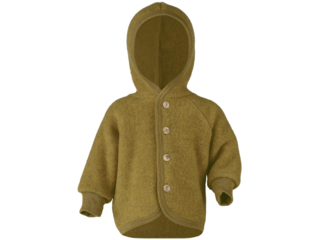 Baby Jacke mit Kapuze, Bio-Merinowolle (kbT) Fleece, melange-safran