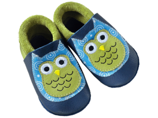Kinder Lederpuschen Krabbelschuhe Bio-Leder "Eule"
