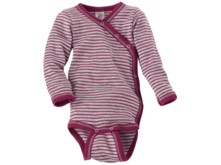Baby Wickelbody Langarm hellgrau melange-orchidee