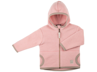 Baby und Kinder Jacke mit Kapuze Bio-Merino-Wollfleece rose