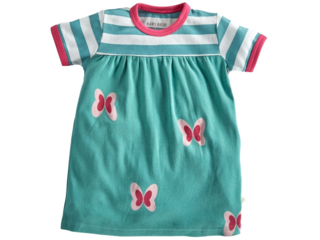 Kinder Kleid Kurzarm Bio-Baumwolle Schmetterling pink