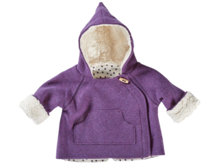 Baby und Kinder Jacke Bio Schurwoll-Walk mit Teddyfutter lila