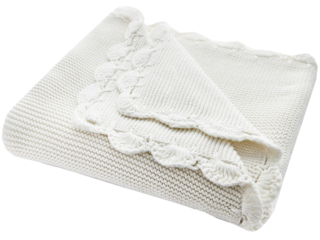 Babydecke Bio-Baumwolle mit Muschelkante, nature