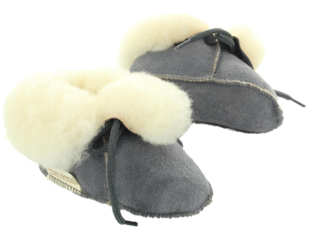 Babyschuhe Lammfell, Veloursleder, "Bambino" pflanzlich gegerbt grau