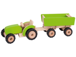 Großer Traktor mit Anhänger aus Massivholz