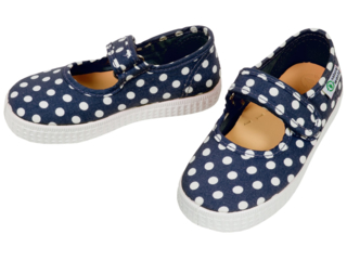 Kinder Schuhe Ballerinas mit Klettverschluss navy Pünktchen