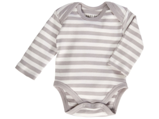 Baby Langarmbody Bio-Baumwolle grau-off white
