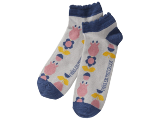 Kinder Sneakersocke Blume blau-grau