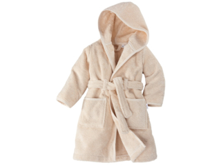 Kinderbademantel mit Kapuze Bio-Baumwolle Frottee, natur