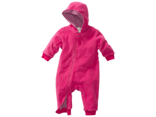 Baby Overall zum Wenden mit Kapuze Fleece persischrot