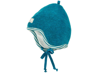 Kinder Mütze "Mini" Bio-Merinowolle (kbT) Fleece petrol