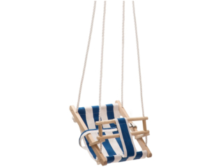 Baby und Kinder Schaukel "Bambini" aus Holz blau-natur gestreift