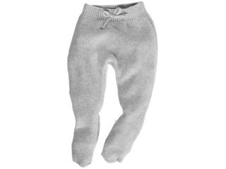 Baby Hose mit Füßchen Bio-Baumwolle Strick hellgrau melange