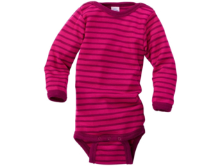 Baby Body Langarm himbeere-geringelt