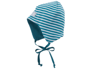 Kindermütze "Radler" blau-geringelt