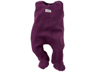 Baby Strampler mit Fuß Wollplüsch beere