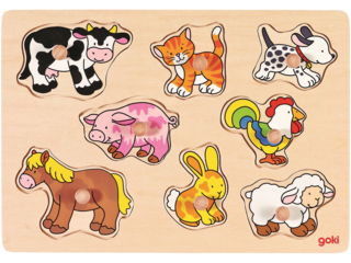 Steckpuzzle aus Holz Bauernhof 8-teilig