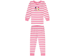 Kinder Schlafanzug "Long John" Retro pink-gestreift