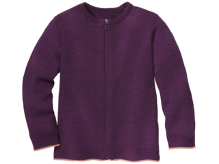 Kinder Strickjacke mit Reißverschluss Bio-Merinowolle melange-pflaume
