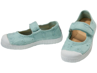 Kinder Schuhe Ballerinas Stickerei und Klettverschluss mint