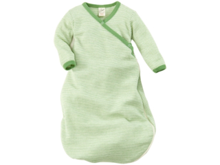 Baby Schlafsack Wickelsack Wolle Seide grün-geringelt