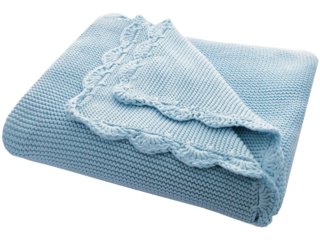 Babydecke Bio-Baumwolle mit Muschelkante, blau