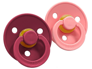 Schnuller Naturlatex "Colour" 2er Pack kirschförmig coral-ruby