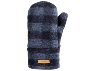 Kinder Handschuhe Fäustlinge Bio Wollwalk blau-kariert