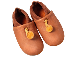 Kinder Lederpuschen Krabbelschuhe Bio-Leder "Amigos" braun