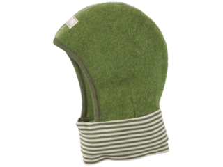 Baby und Kinder Schlupfmütze Bio-Schurwoll Fleece "Schlupfi" moos