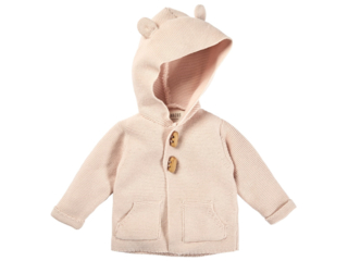 Baby Strickjacke mit Kapuze Bio-Baumwolle rose melange
