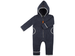 Baby und Kinder Overall mit Kapuze Bio-Merino-Wollfleece (kbT) marine