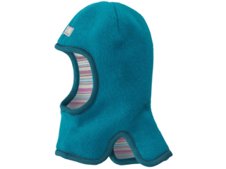 Baby und Kinder Schlupfmütze zum Wenden Wollfleece türkis