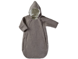 Fußsack Kinderwagen mit Kapuze Bio Schurwoll-Walk taupe