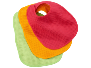 Lätzchen mit Klettverschluss 3er-Set apfelgrün-orange-pink