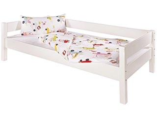 Einzelbett "Leon", Buche massiv, weiß lackiert